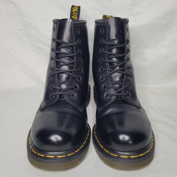 Dr. Martens 1b89 logo black/yellow leather boots - Picture 3 of 8